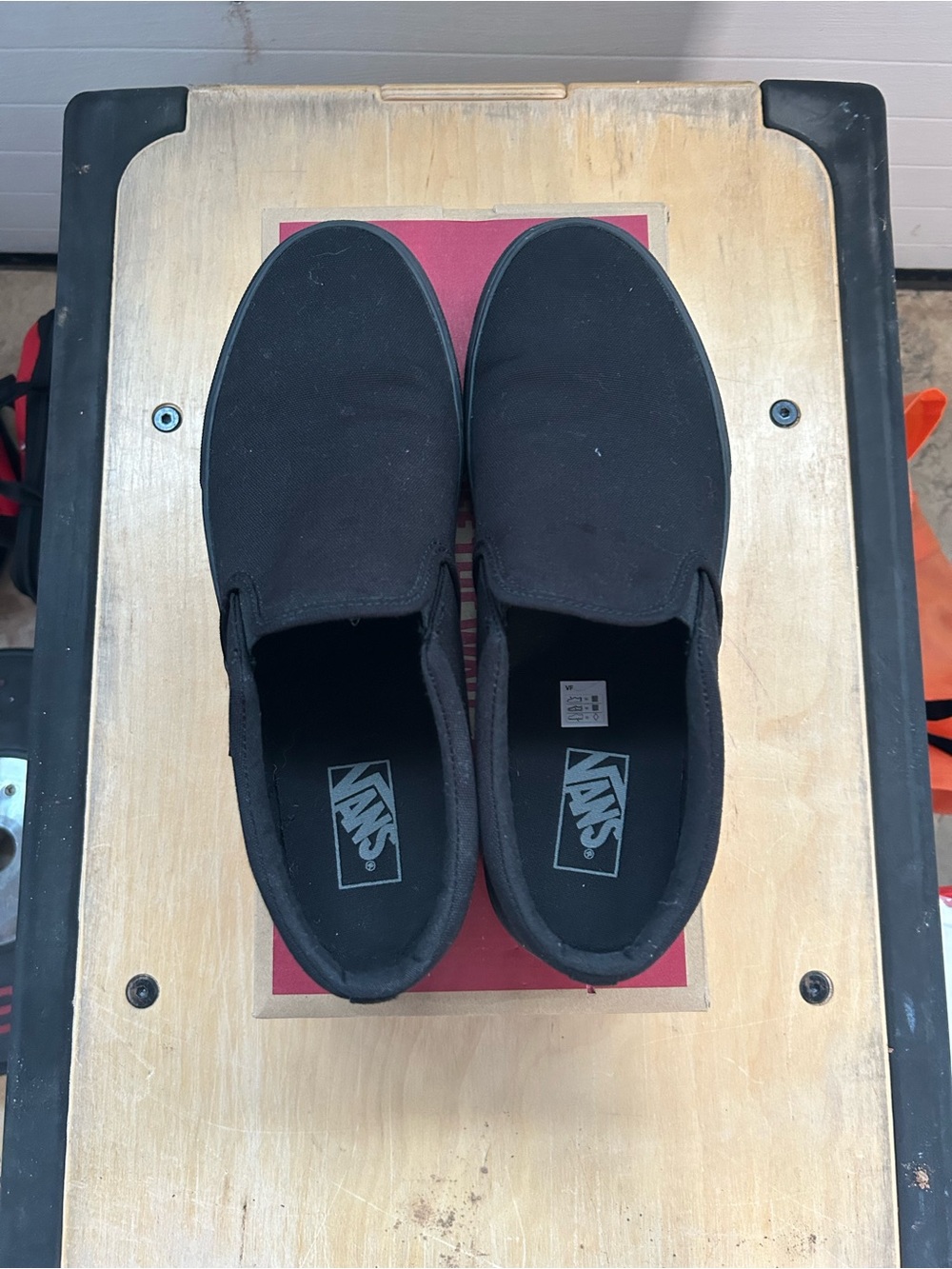Vans Men’s Classic Slip-On Canvas Sneakers in Black - Picture 2 of 3